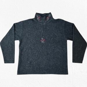 90s Vintage Victorias Secret Country Gray Floral Popover Pile Fleece Size Medium